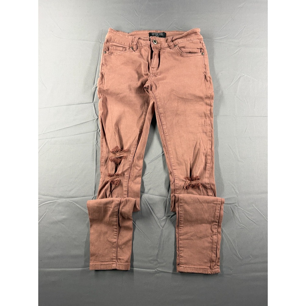 Angel Kiss Womens Size 5 Skinny Jeans Mauve Pink Distressed Ripped Stretch Denim